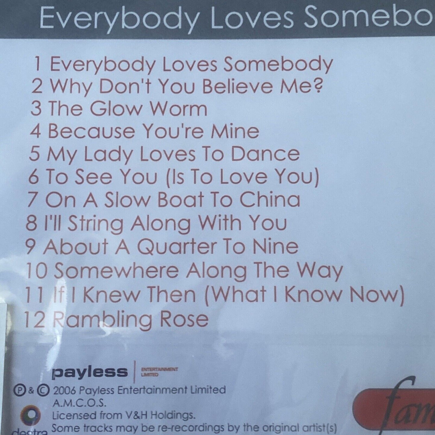 DEAN MARTIN Everybody Loves Somebody CD 12 Tracks Crooner Love Songs Sealed NEW