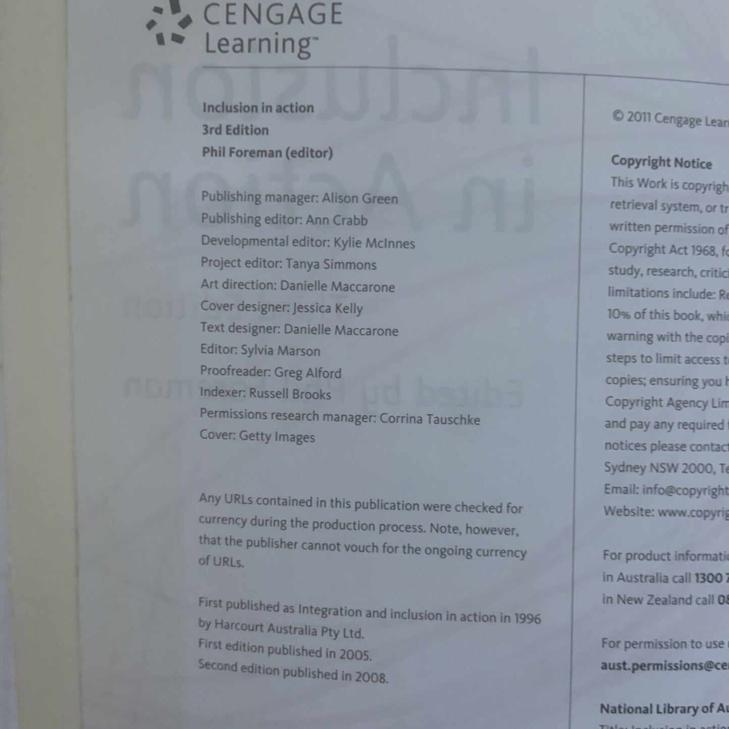 PB Book INCLUSION IN ACTION by Phil Foreman 2011 3rd Edition Cengage Learning