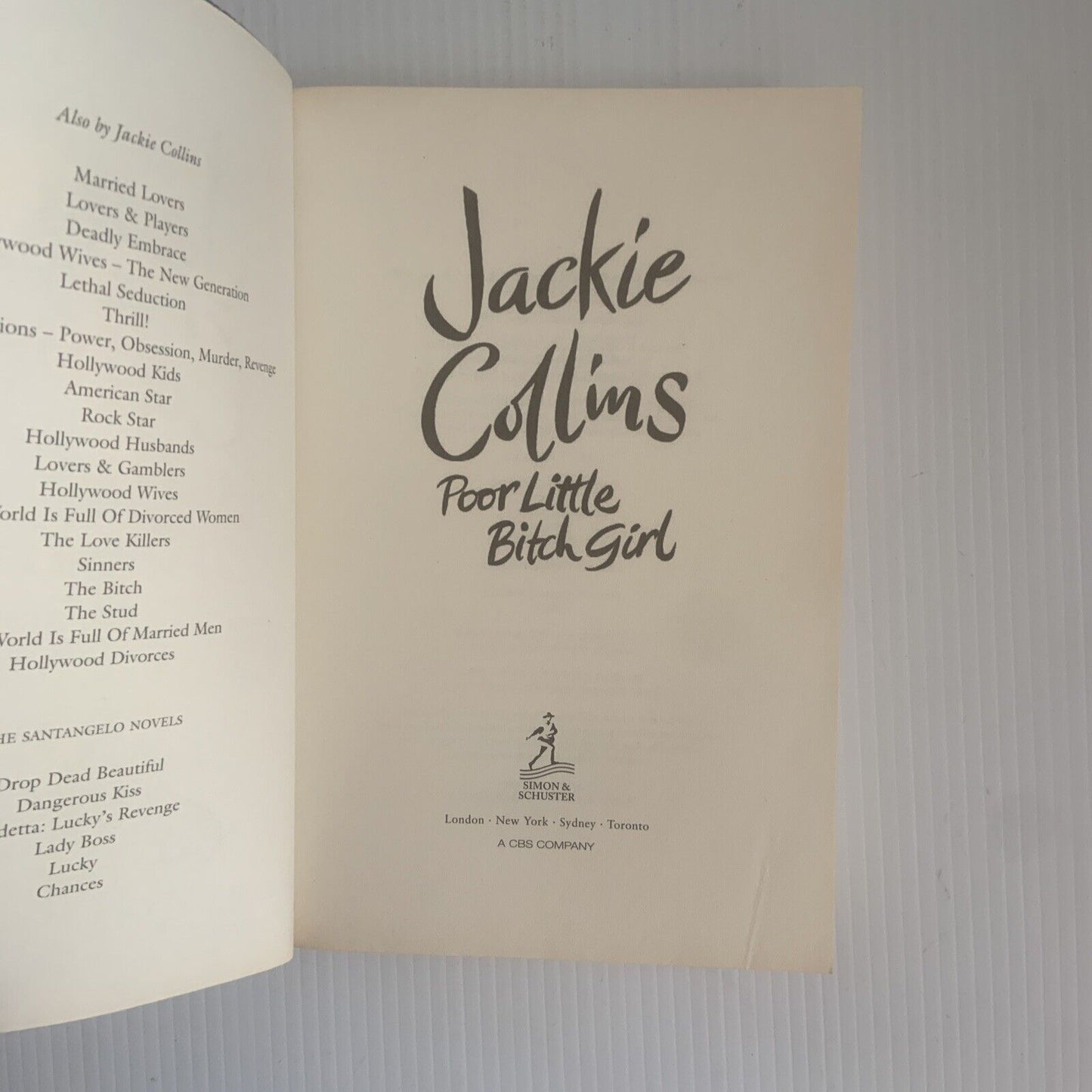 PB Book POOR LITTLE BITCH GIRL by Jackie Collins 2009 Sexy Novel