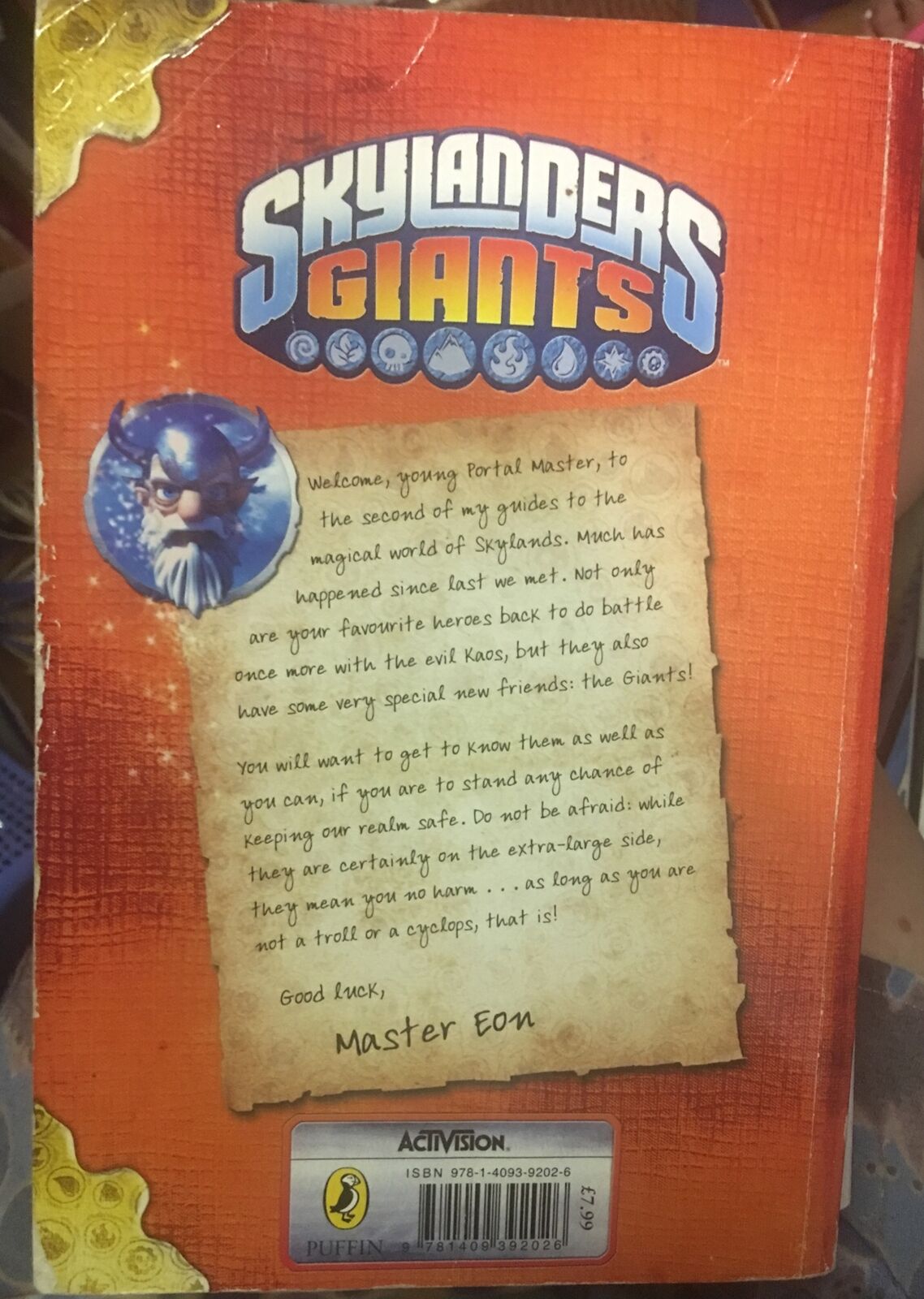PB Book SKYLANDERS Giants Master Eon's Official Guide by Penguin No Stickers