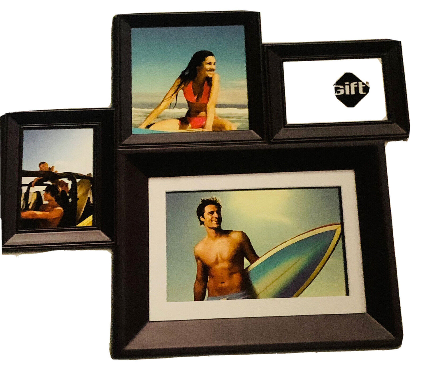 UNIGIFT BONDI 4 in 1 Photo Picture Wall Collage Black Wood Frame Memory Display