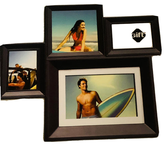 UNIGIFT BONDI 4 in 1 Photo Picture Wall Collage Black Wood Frame Memory Display