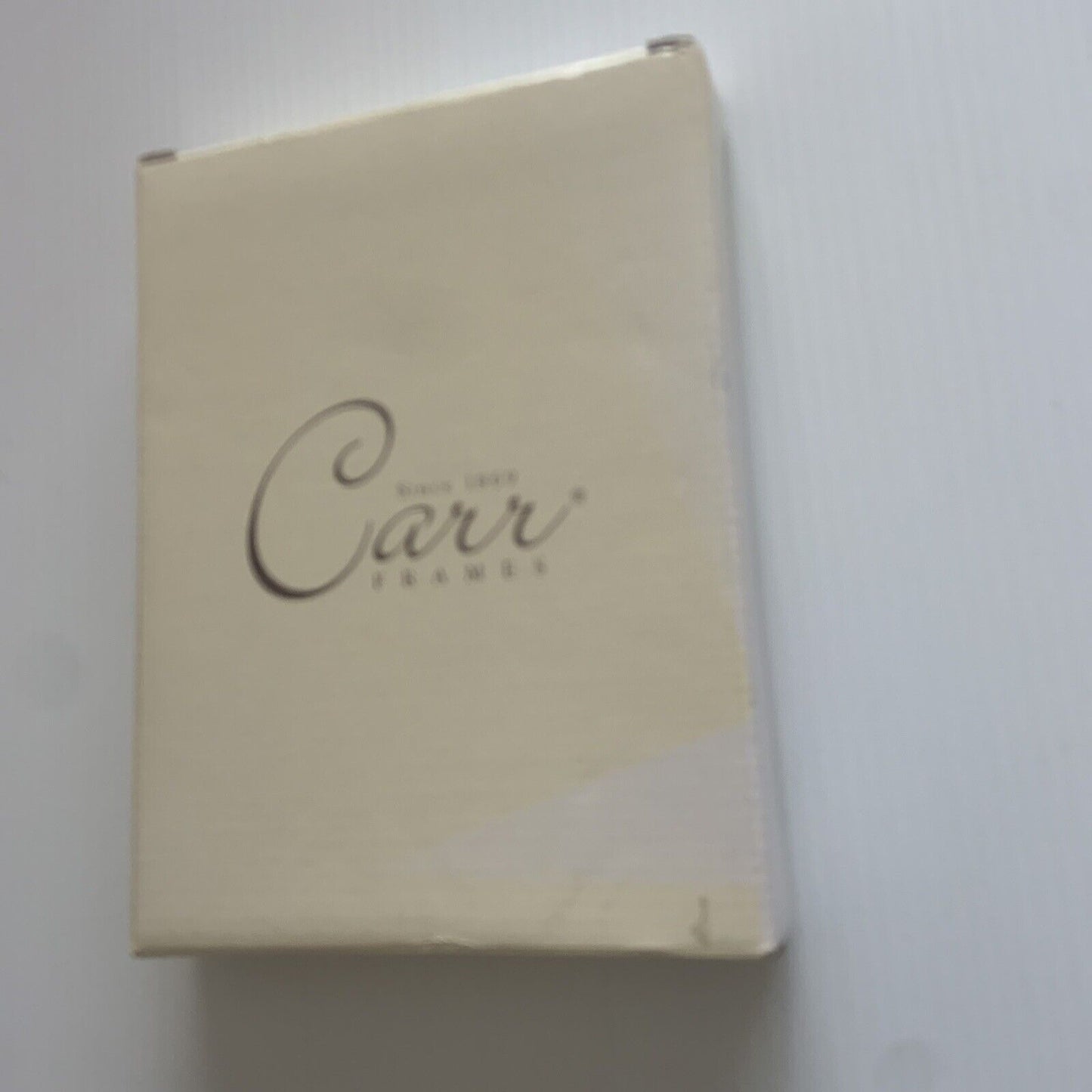 CARR FRAMES Double Hinged Picture Frame White Gold Metal 5x7 In Box Opened NEW