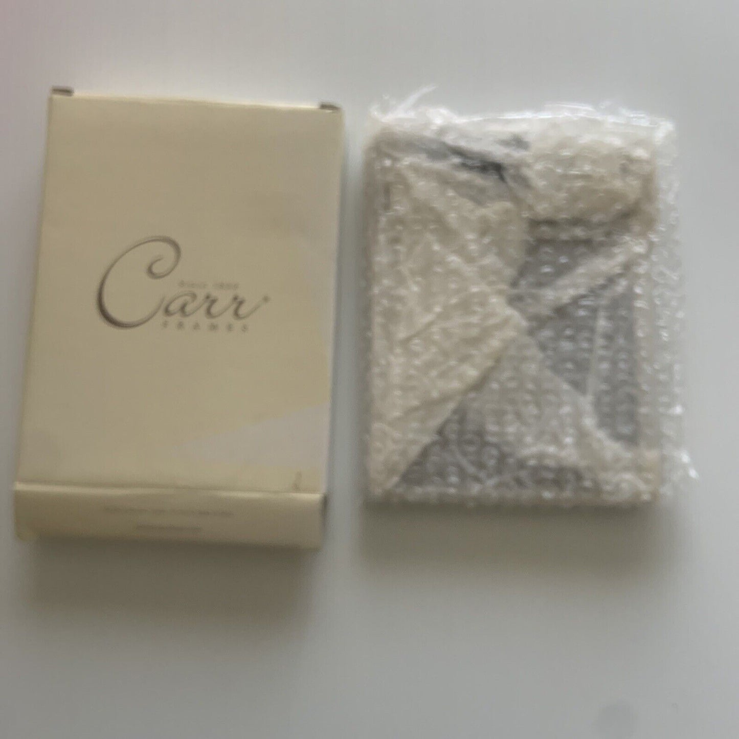CARR FRAMES Double Hinged Picture Frame White Gold Metal 5x7 In Box Opened NEW