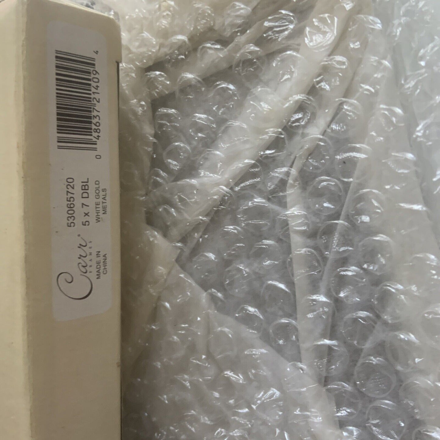CARR FRAMES Double Hinged Picture Frame White Gold Metal 5x7 In Box Opened NEW