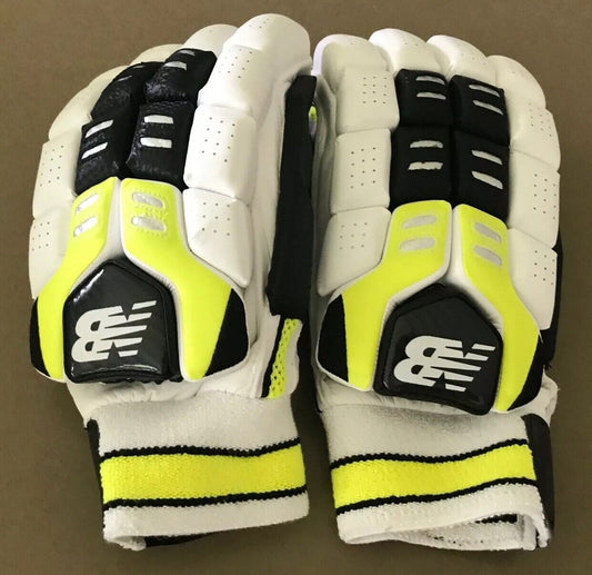 NEW BALANCE Cricket Batting Gloves Left Handed DC 1080 Mens Pair White Neon NEW