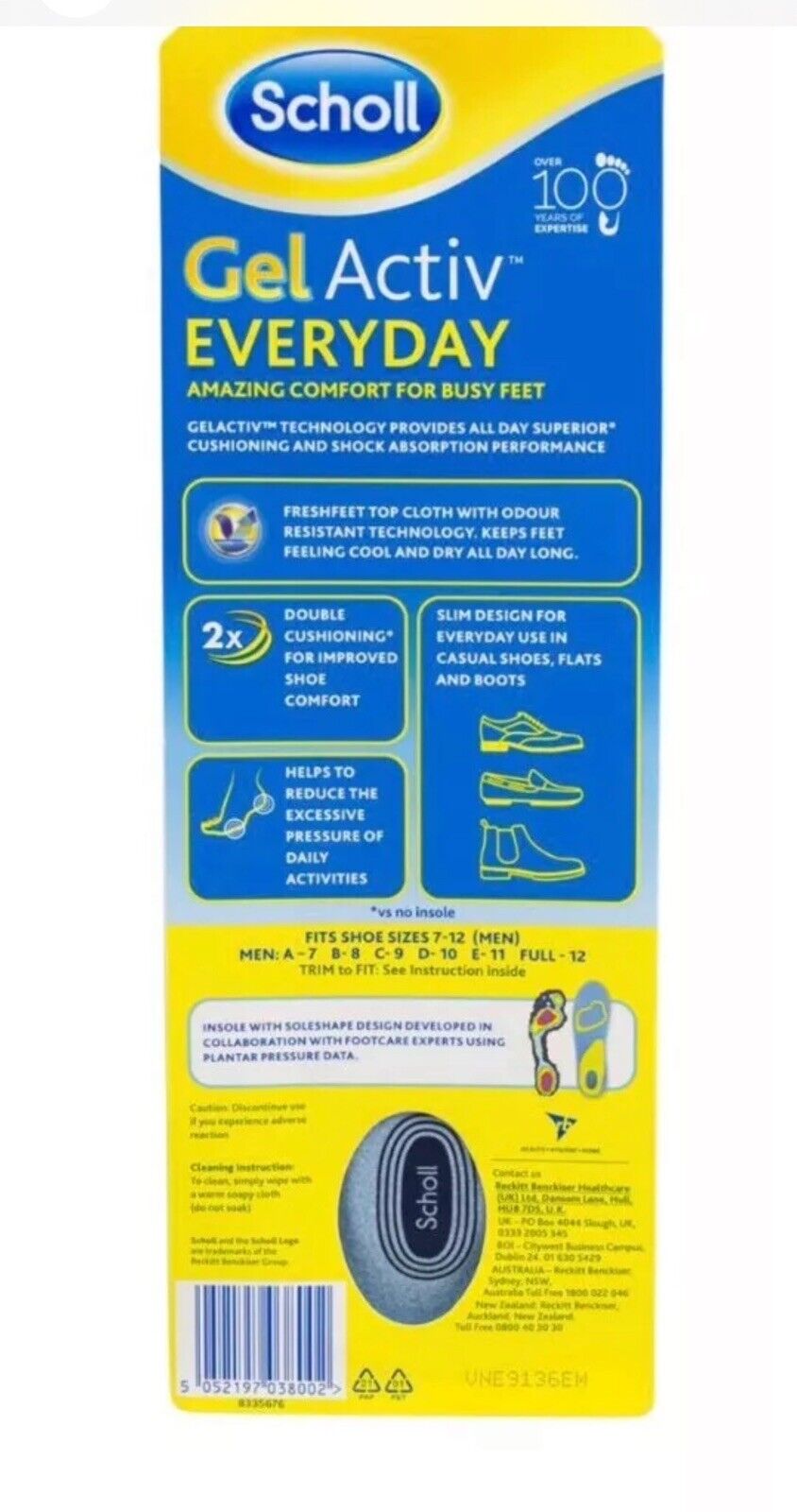 2x SCHOLL Gel Active Everyday 2x Cushioning Comfort for Busy Feet Odour Control