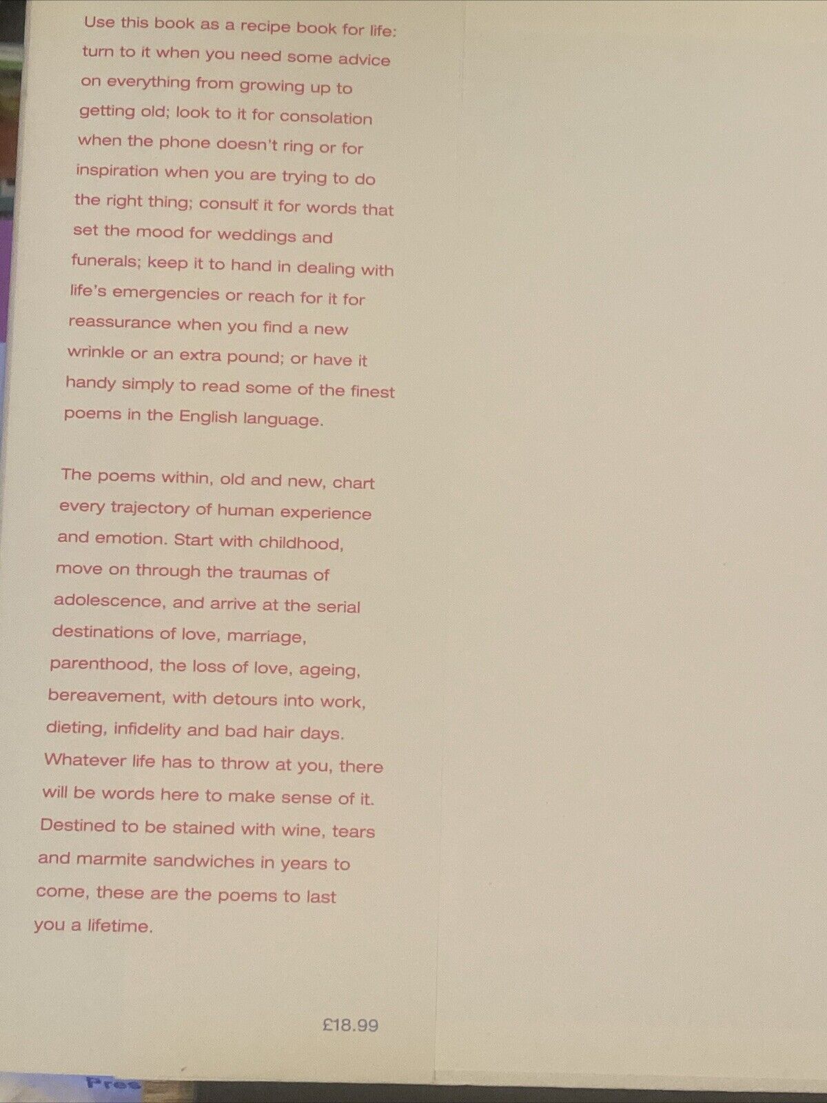 POEMS TO LAST A LIFETIME Daisy Goodwin Large Hardcover DJ Red Ribbon Anthology