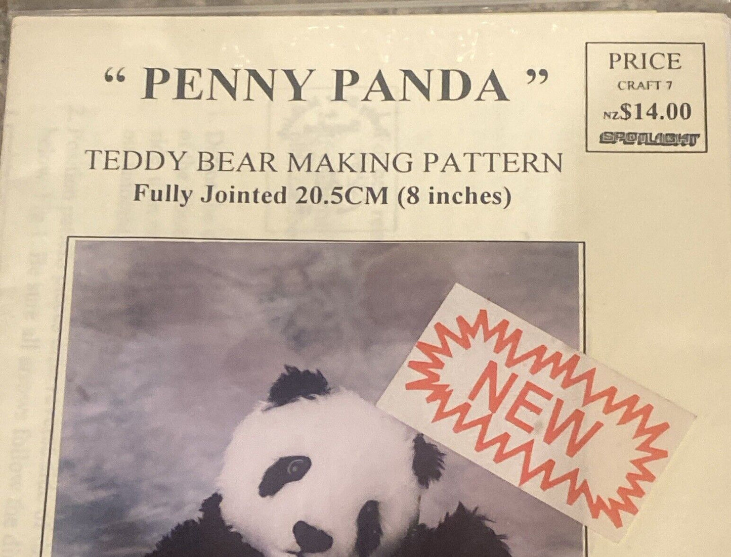 Dee’s Teddy Bear Crafts “ Penny Panda” Pattern Fully Jointed 20.5cm NEW Sealed