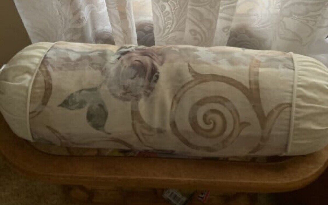 Retro Tapestry Look Fabric Neck Roll Bolster with Insert Cylinder 50cm X 15cm