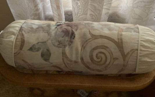Retro Tapestry Look Fabric Neck Roll Bolster with Insert Cylinder 50cm X 15cm