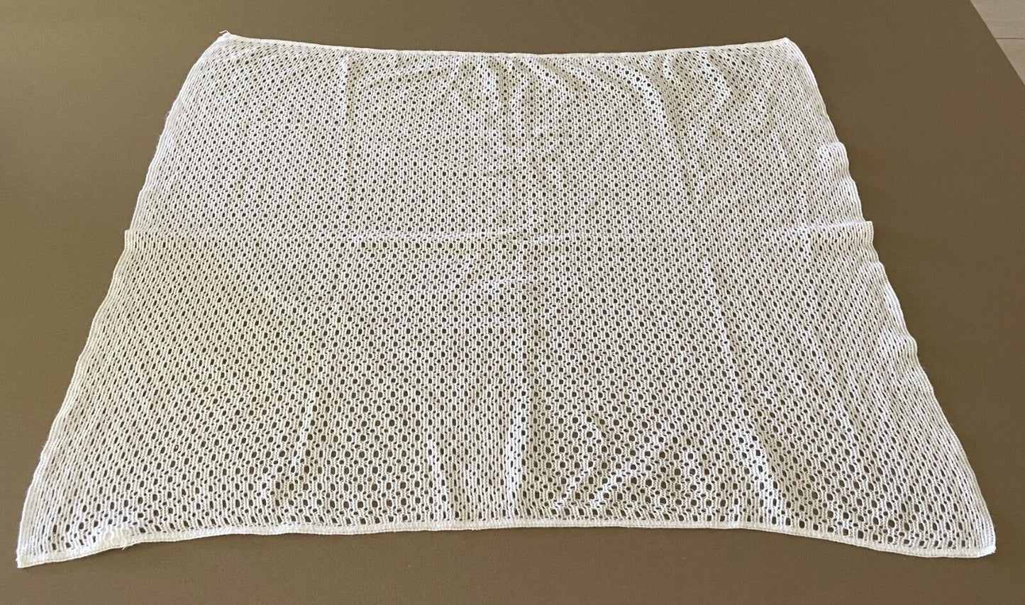 Vintage MARQUISE White Acrylic Knit Pram Blanket  Blanket Unisex 89 x 83cm