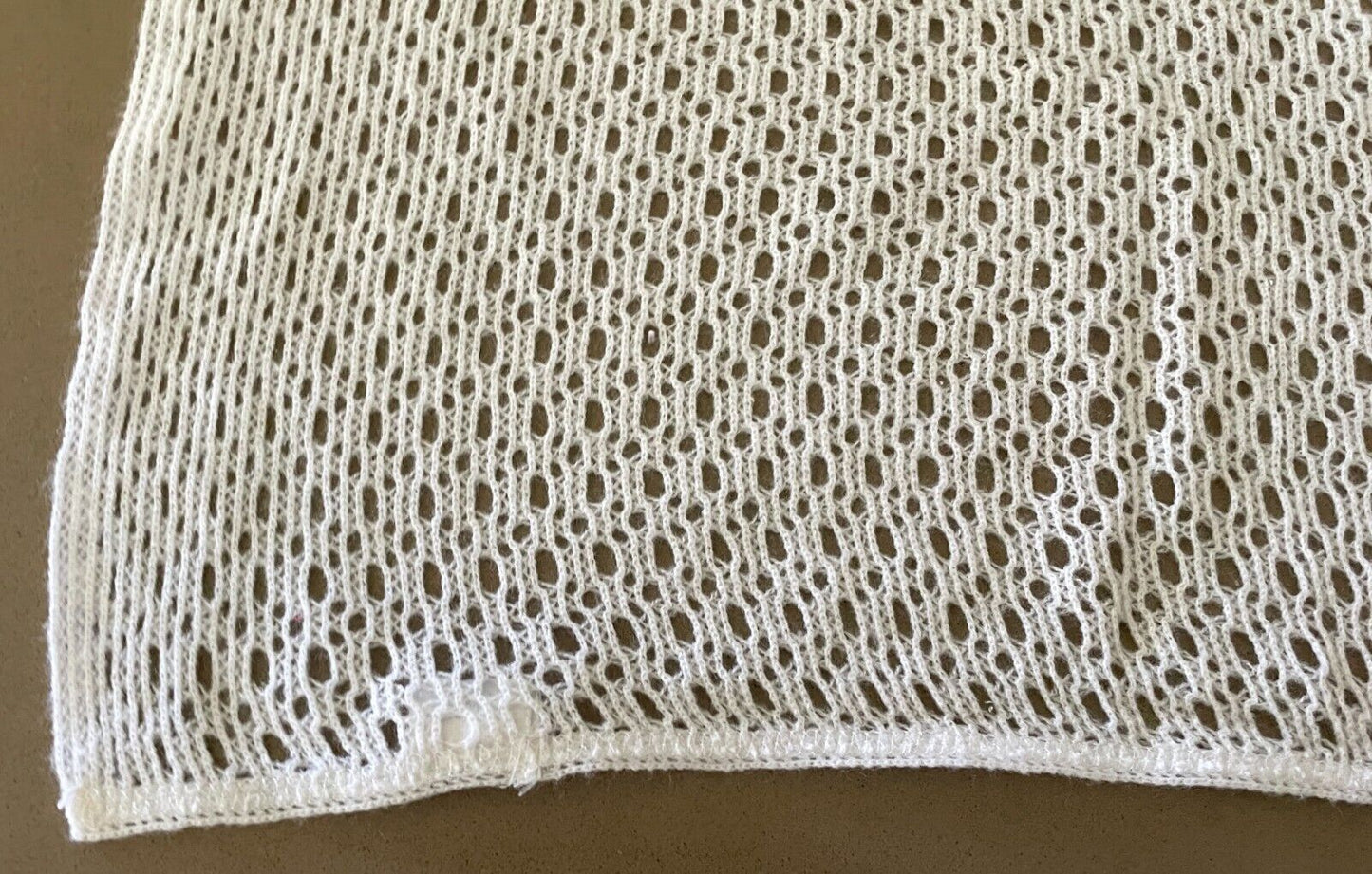Vintage MARQUISE White Acrylic Knit Pram Blanket  Blanket Unisex 89 x 83cm