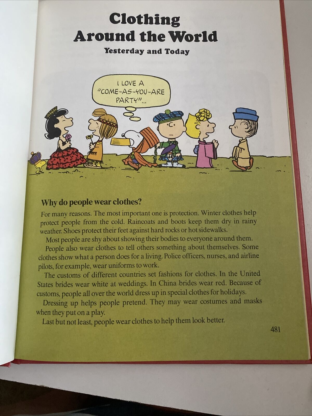HC CHARLIE BROWNS ‘CYCLOPEDIA Encyclopaedia Vol 1 1 What We Wear 1980 Cartoon