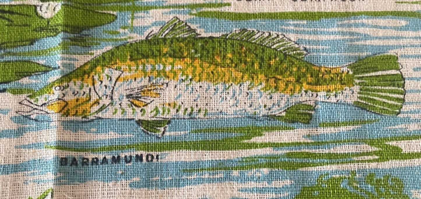 Vintage New "KAKADU National Park" NT Tea Towel Souvenir Flora and Fauna Print