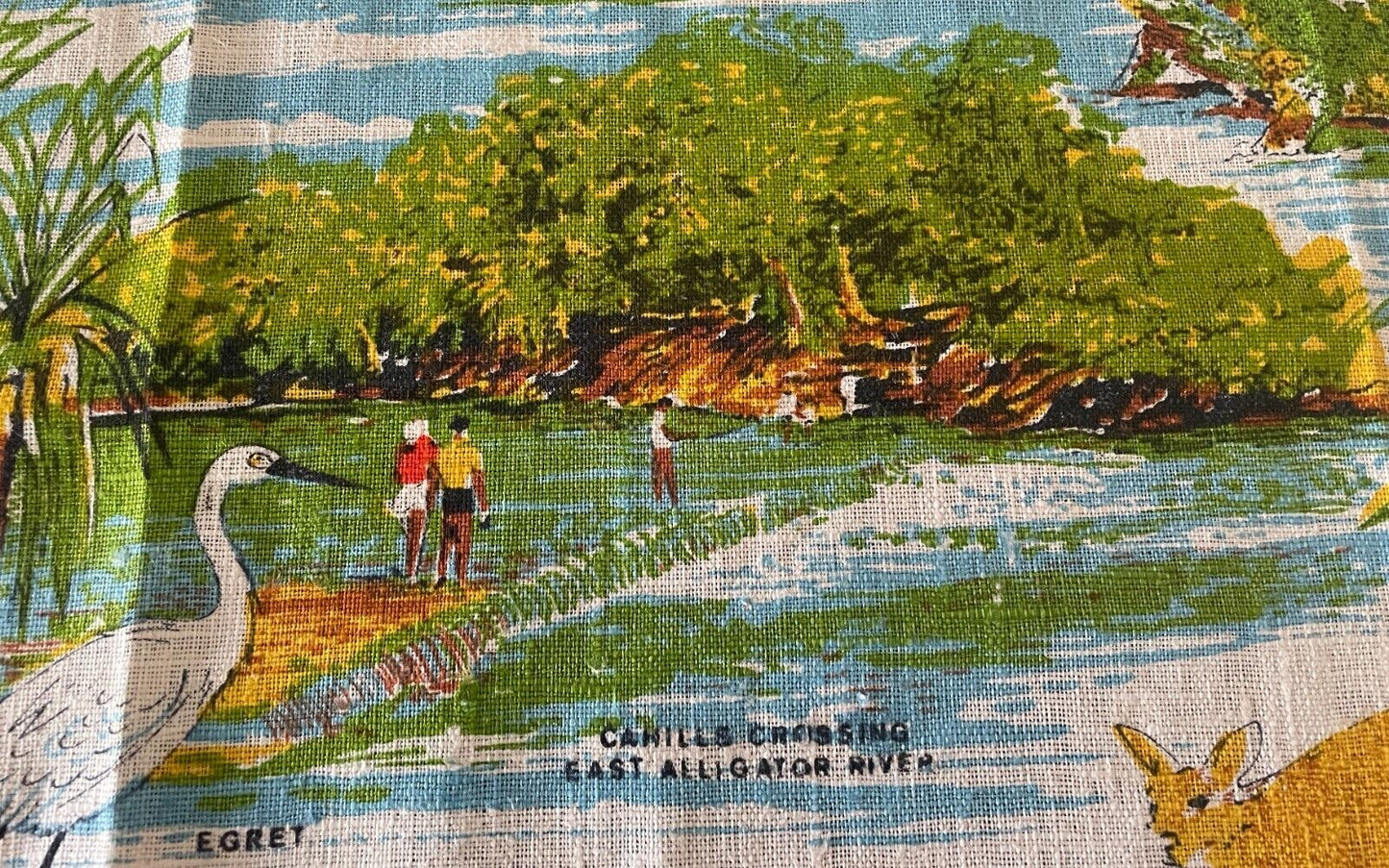 Vintage New "KAKADU National Park" NT Tea Towel Souvenir Flora and Fauna Print