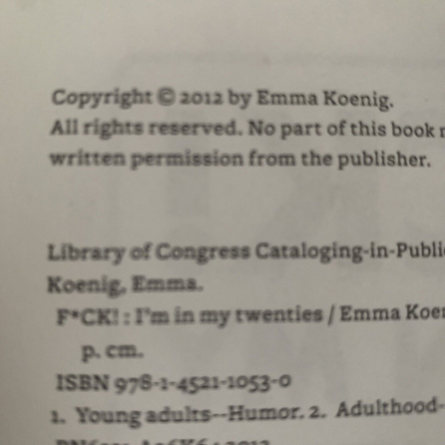 F*ck! I'm in my Twenties by Emma Koenig Paperback 2012 Blog Posts BFA Blogger
