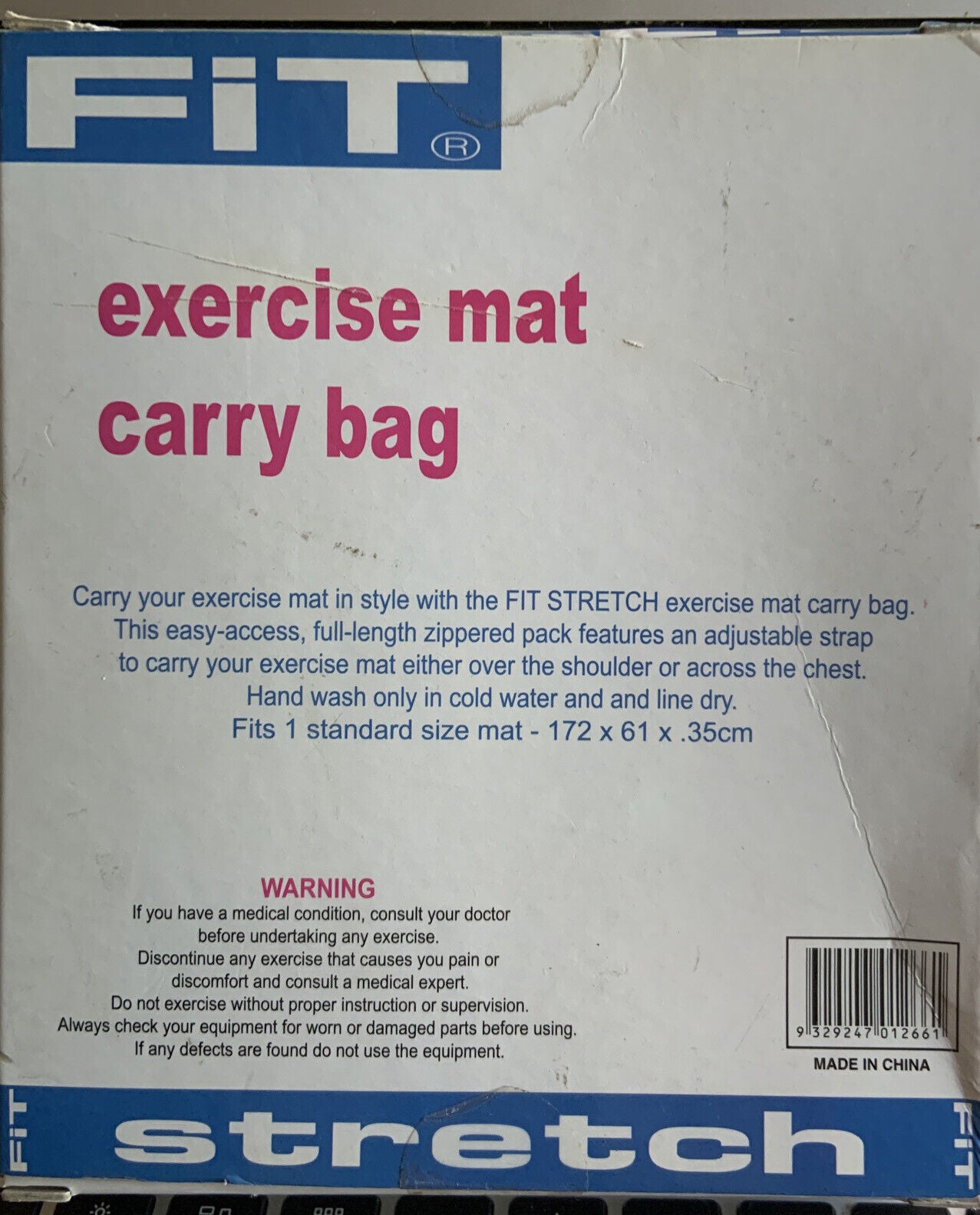 FIT Exercise Mat Carry Bag Fits 172x61.3X5cm Sealed Box Carry BAG ONLY NEW