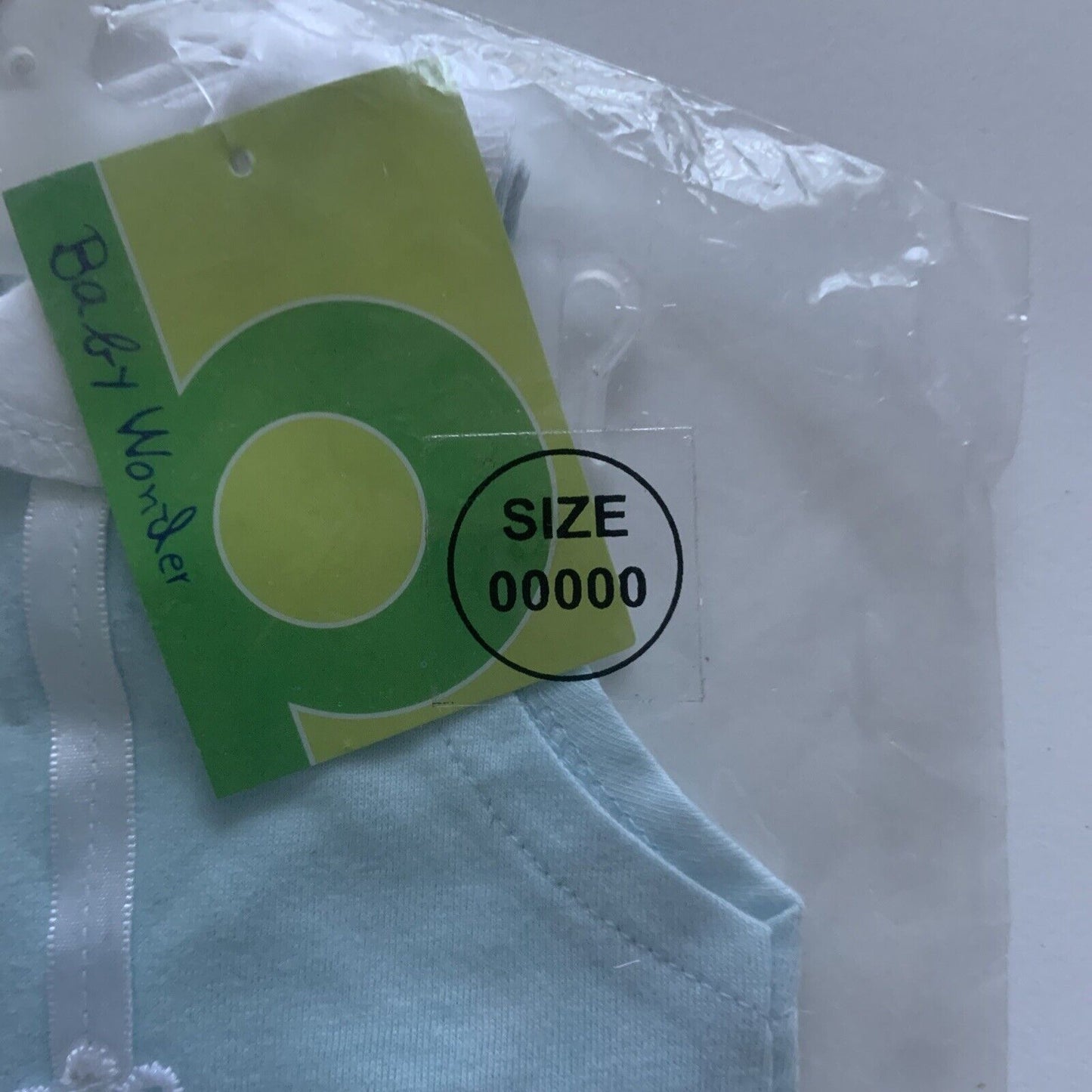 BABY WONDER 00000 Newborn Blue Shirt W Collar White Daisy Sleeveless 3 Buttons