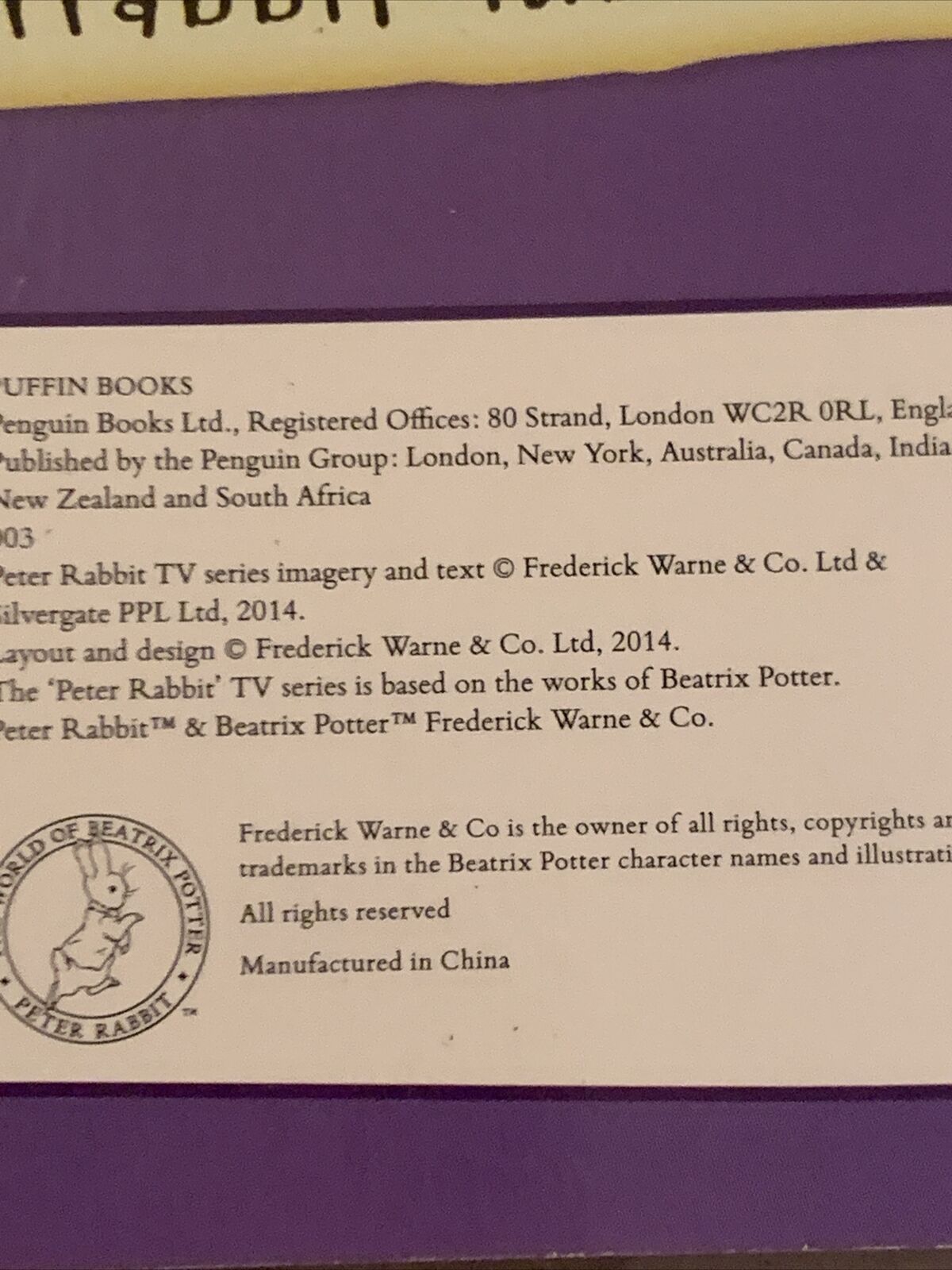 PB Book The PETER RABBIT Club As Seen On TV Puffin Books Award Certificate