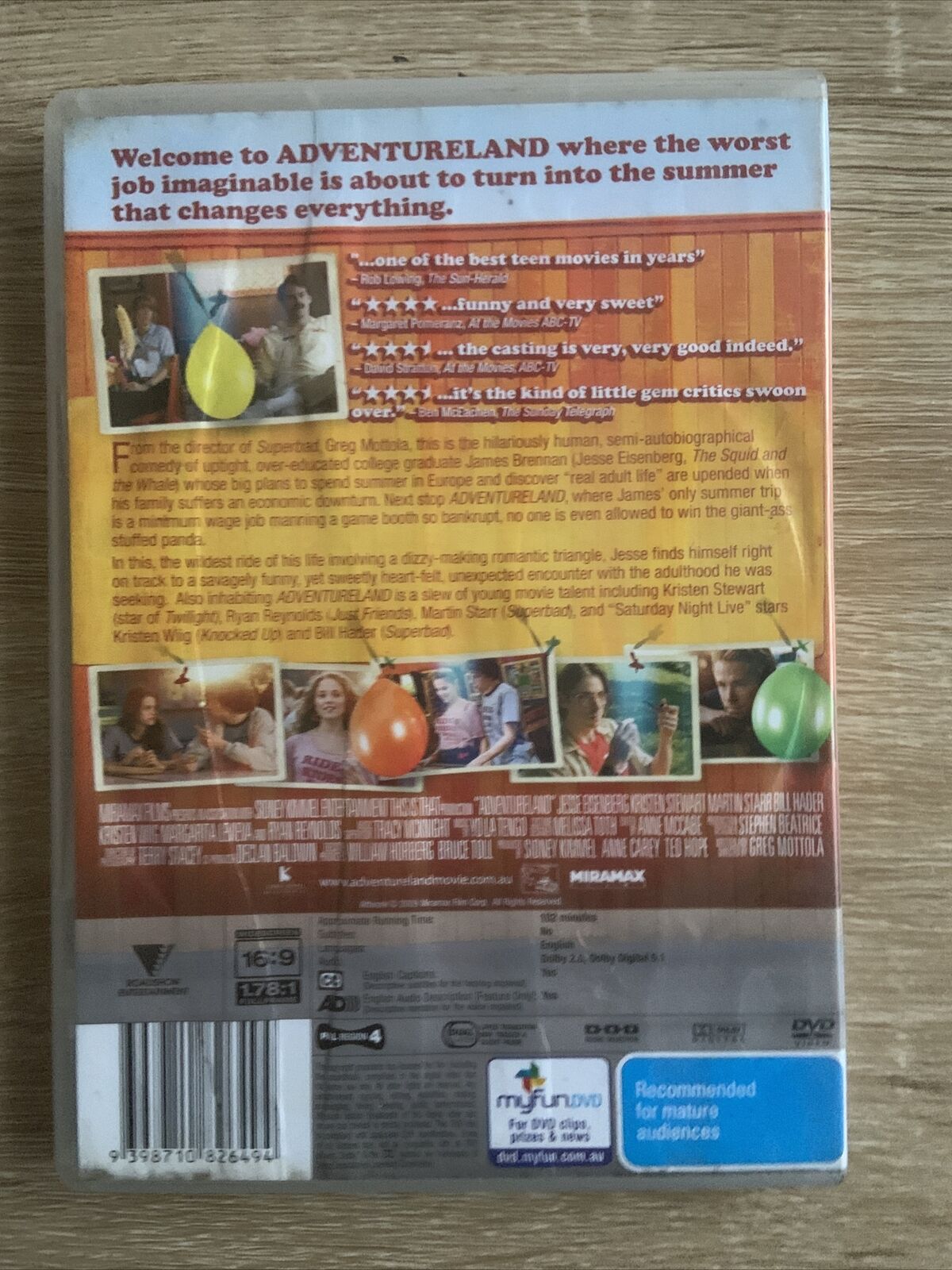 DVD Adventureland Movie 2009 Comedy Kristen Stewart Ryan Reynolds Ex Rental
