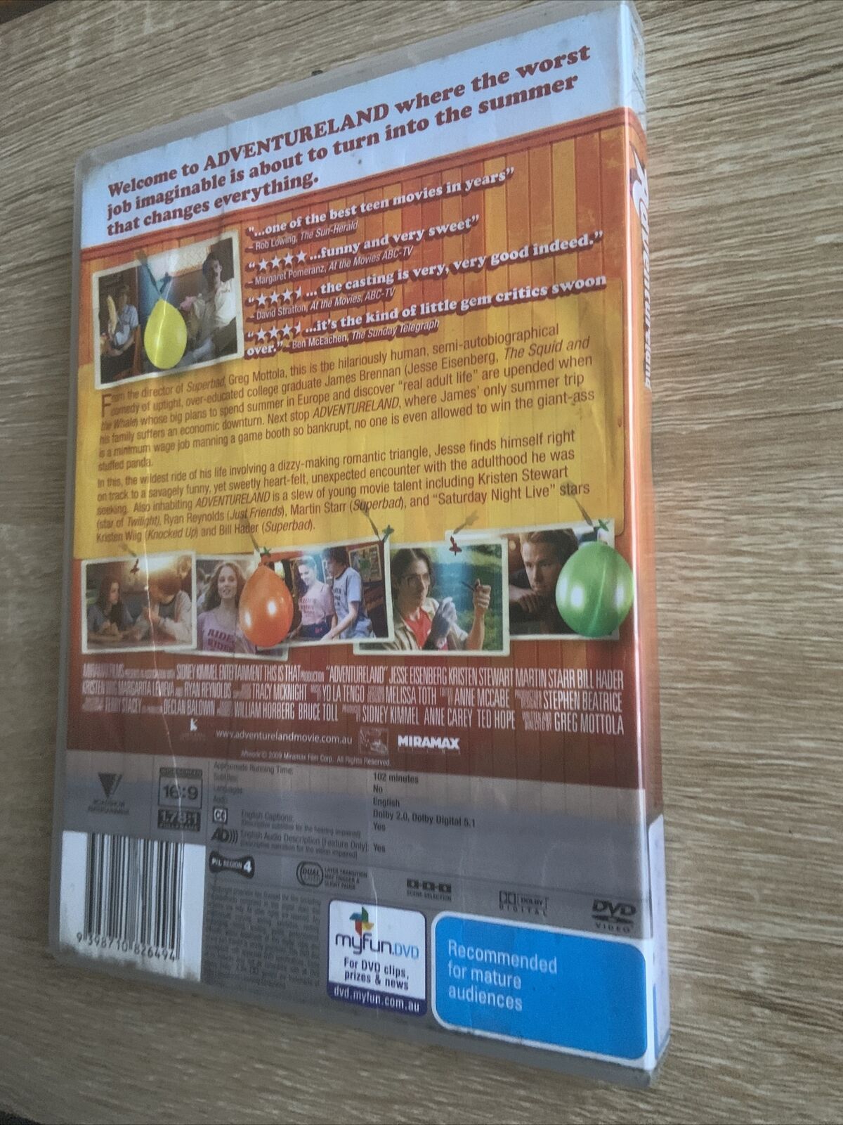 DVD Adventureland Movie 2009 Comedy Kristen Stewart Ryan Reynolds Ex Rental
