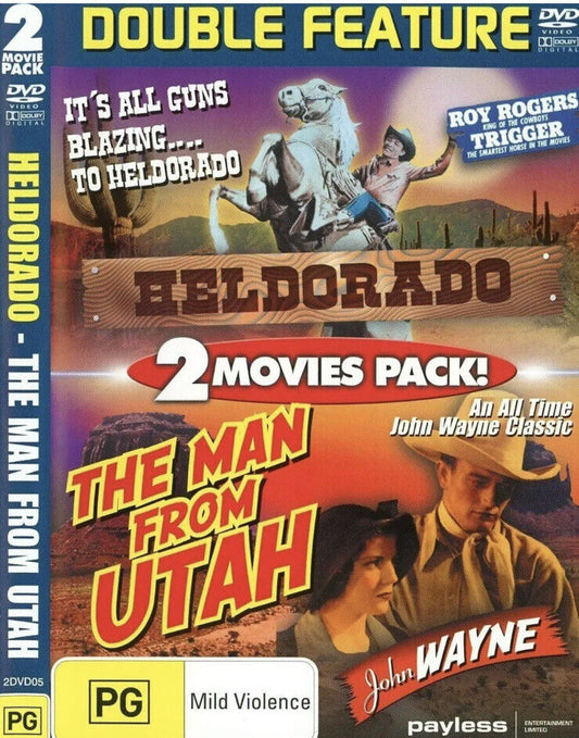 DVD Heldorado + The Man From Utah R0  John Wayne Roy Rogers 2 Movies Pack
