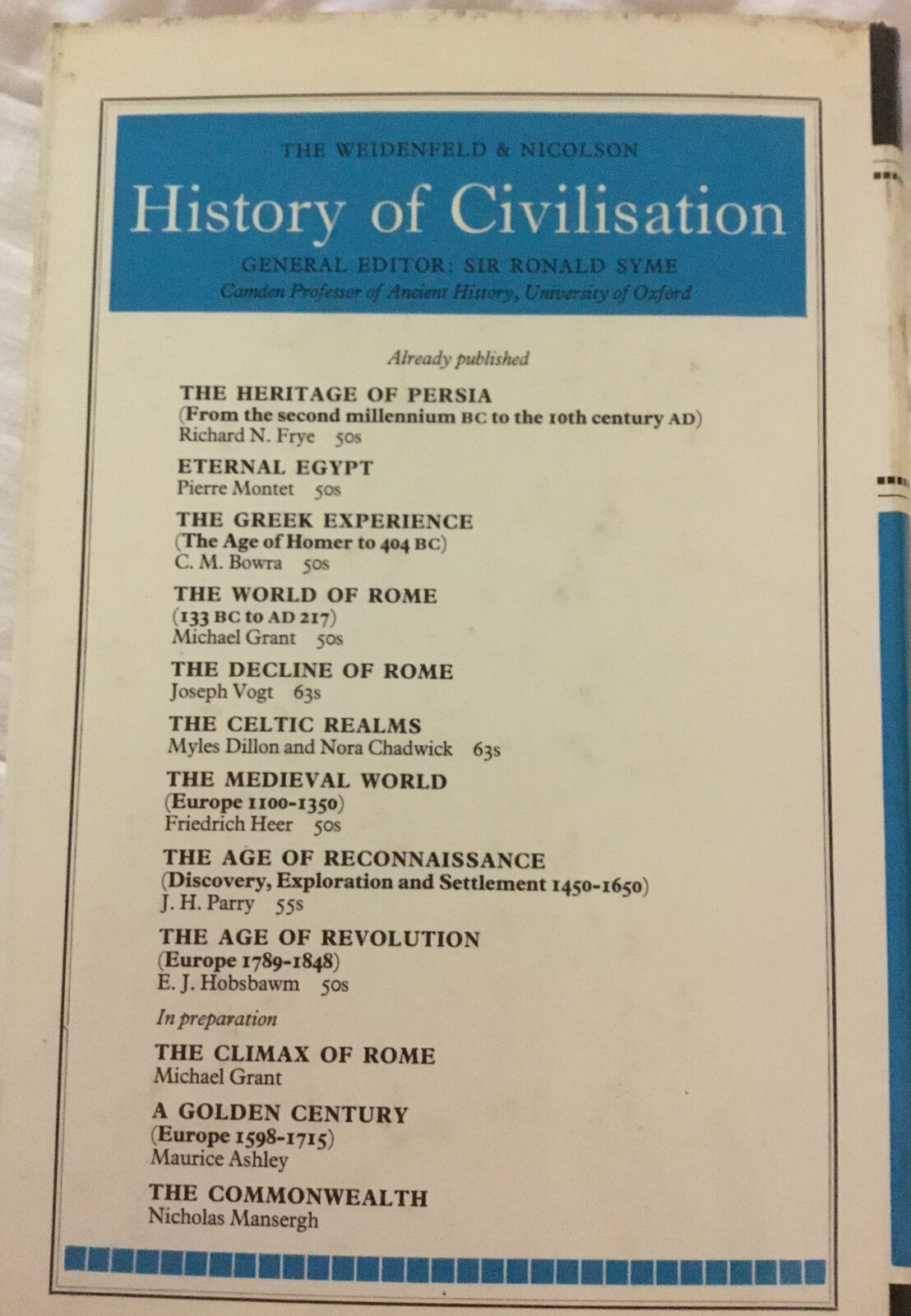 HC Book THE WORLD OF PHOENICIANS Sabatino Moscati History Of Civilisation 1968