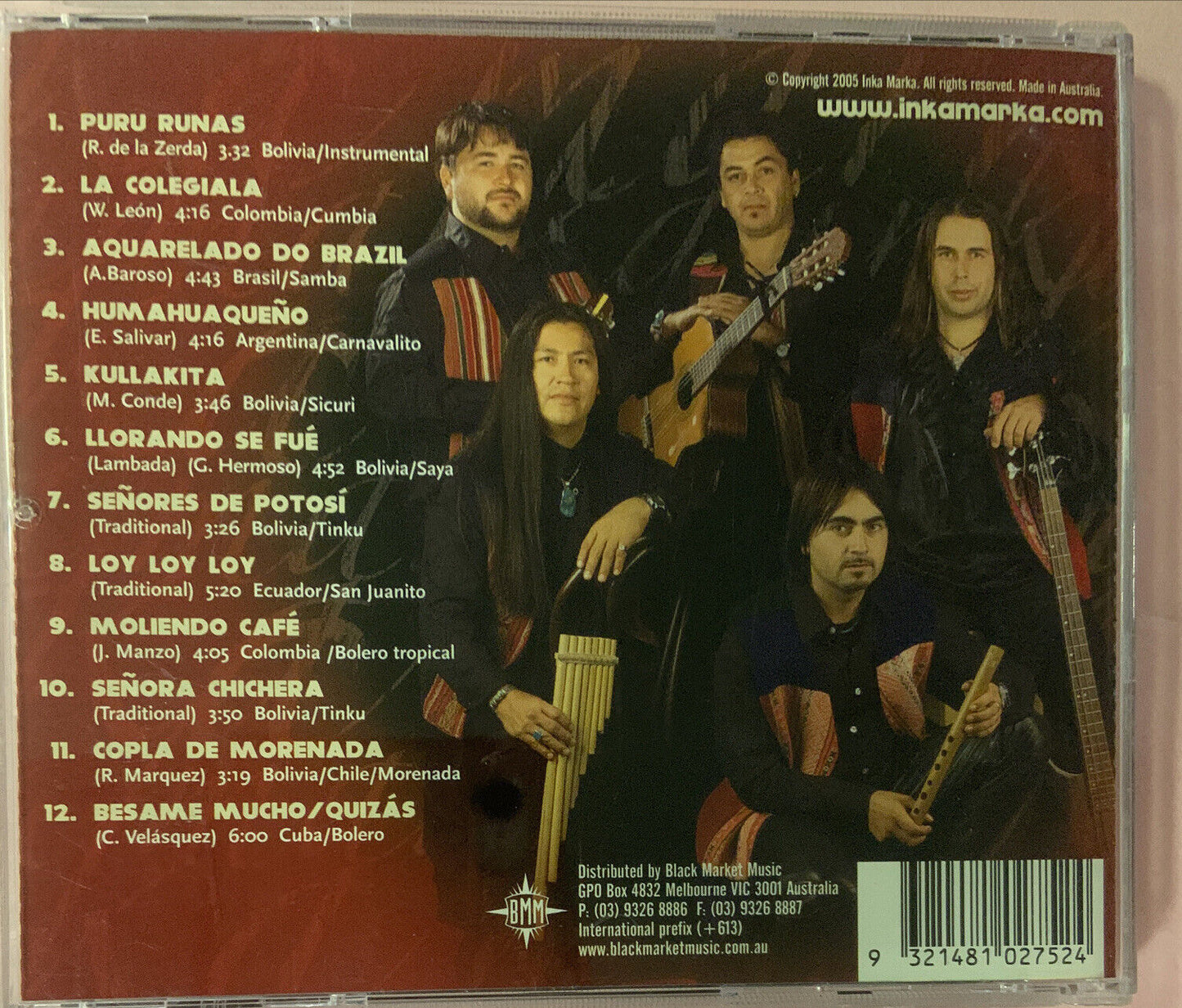 CD Inka Marka Sharma Music Australian Band Andes Music Bolivia Peru Equador