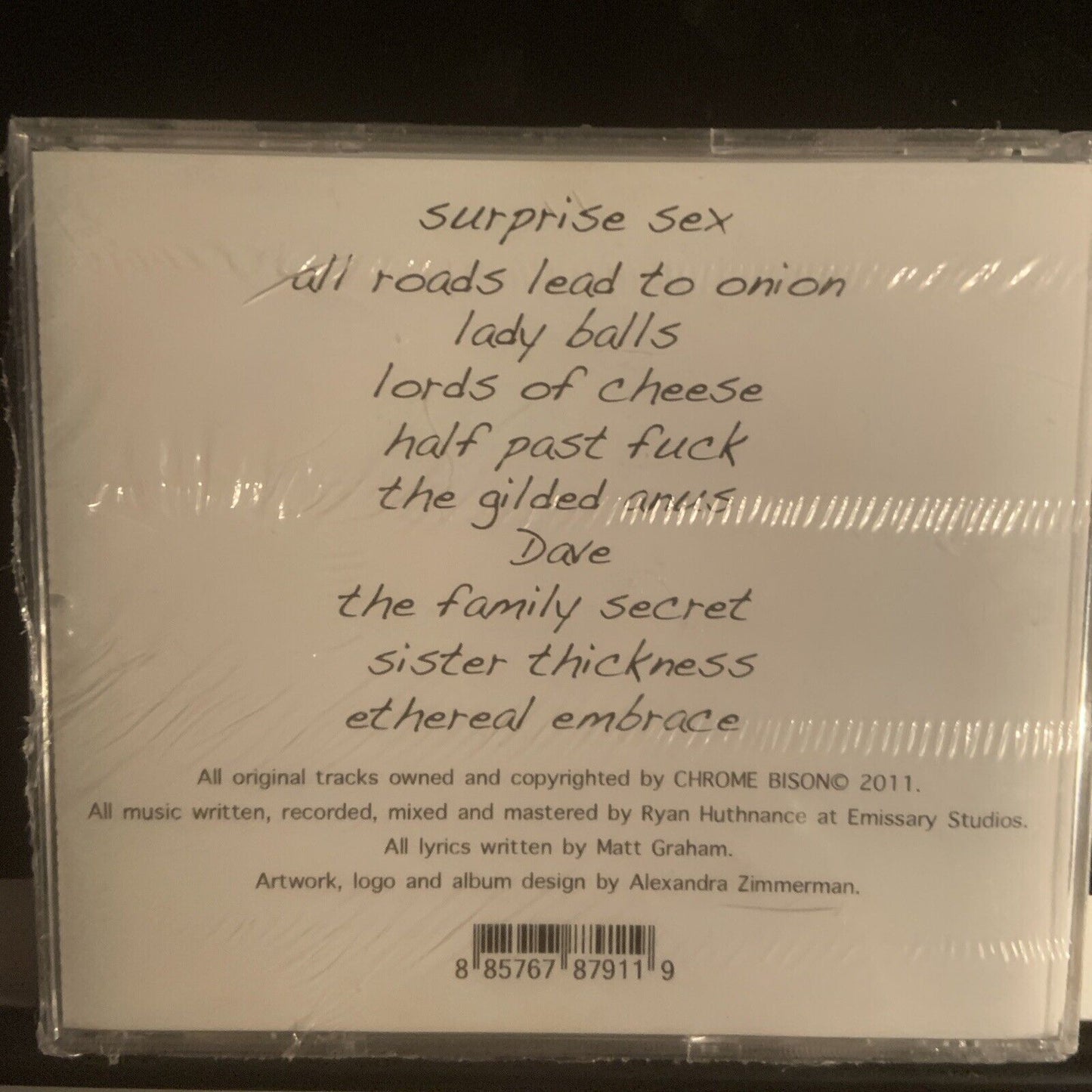 CD CHROME BISON ARSE THE  MUSICAL Album 2011 Australian Band Not On Label Rare