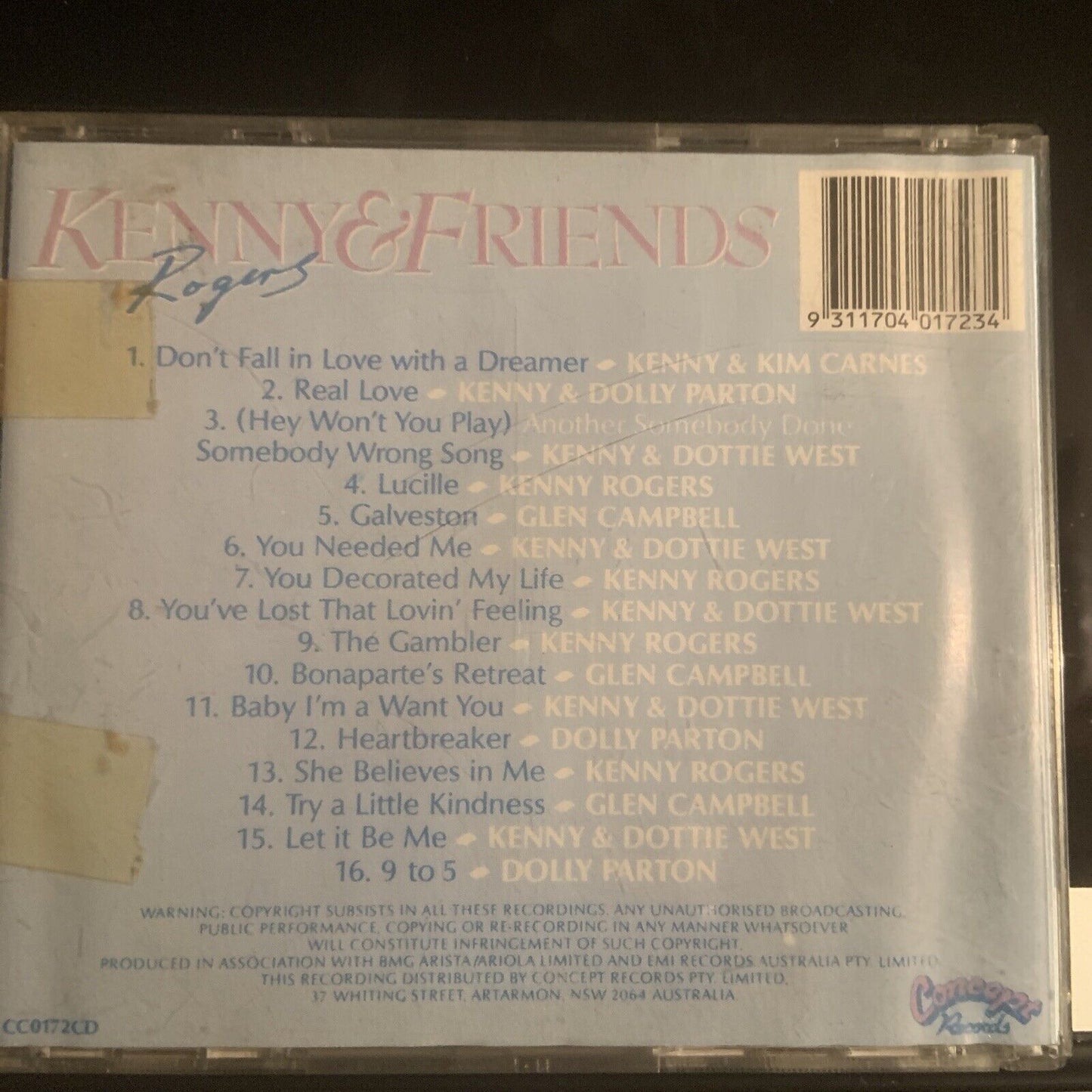 CD KENNY ROGERS & FRIENDS Music Album Duets Country Parton Campbell West Carnes