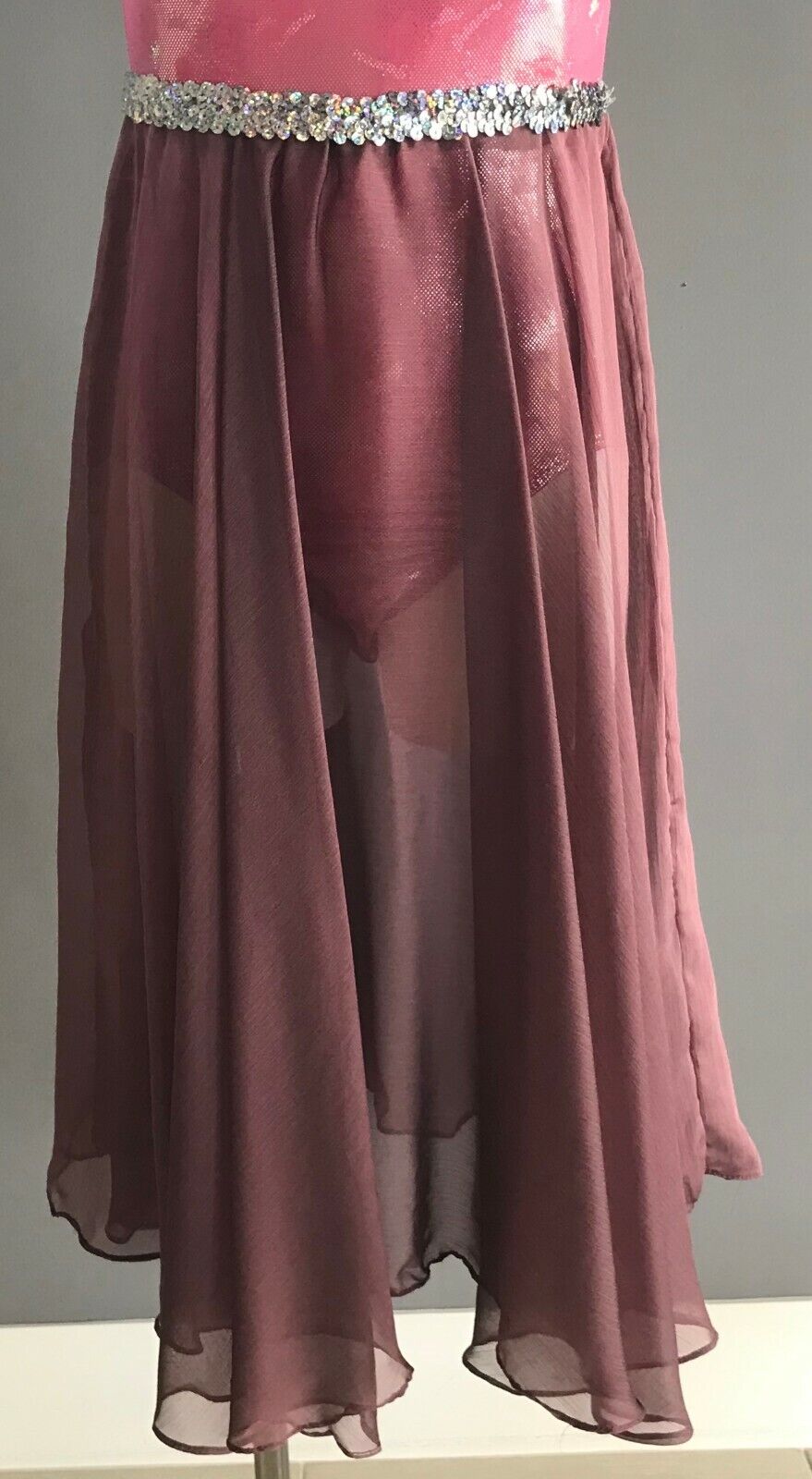 Tween Girl CREMONINI Dance Dress Pink & Grape Colour Inbuilt Bodysuit Stage 14