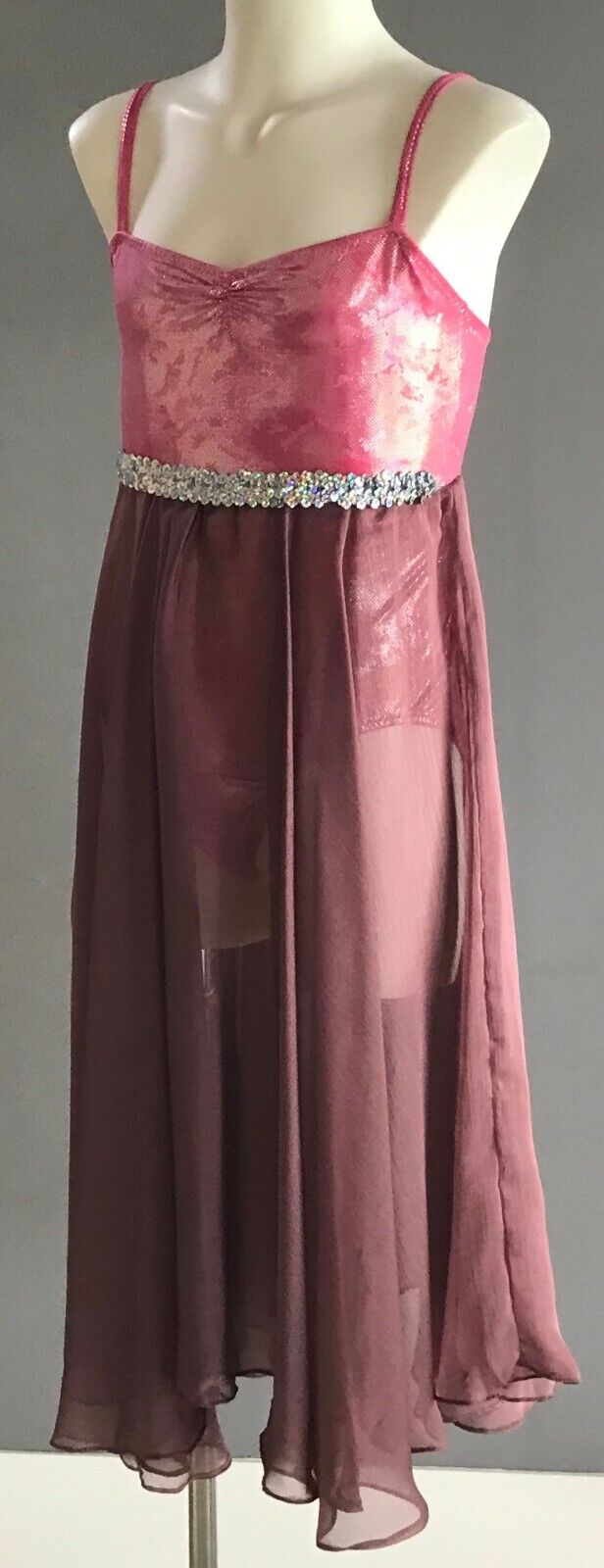 Tween Girl CREMONINI Dance Dress Pink & Grape Colour Inbuilt Bodysuit Stage 14