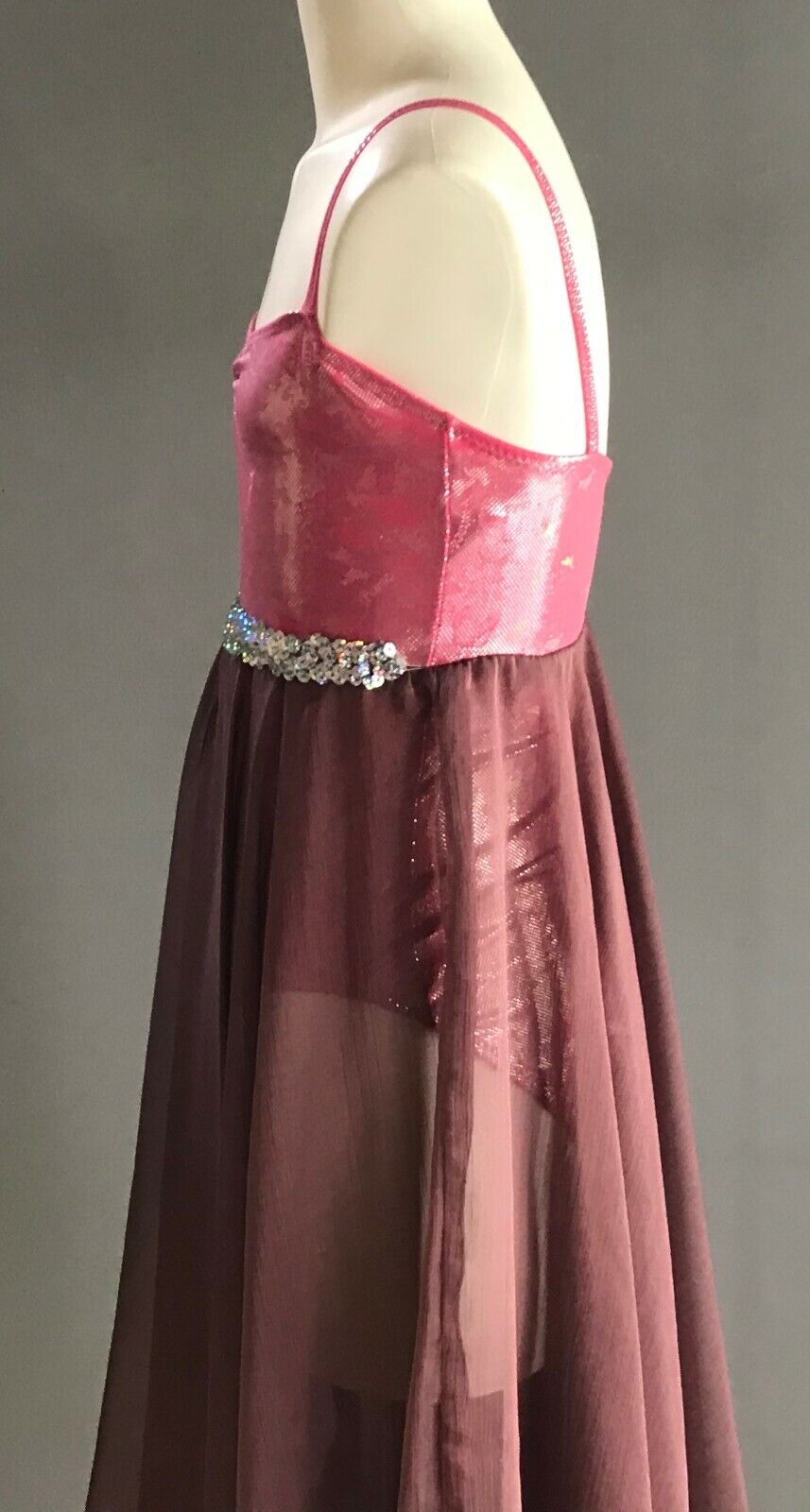 Tween Girl CREMONINI Dance Dress Pink & Grape Colour Inbuilt Bodysuit Stage 14