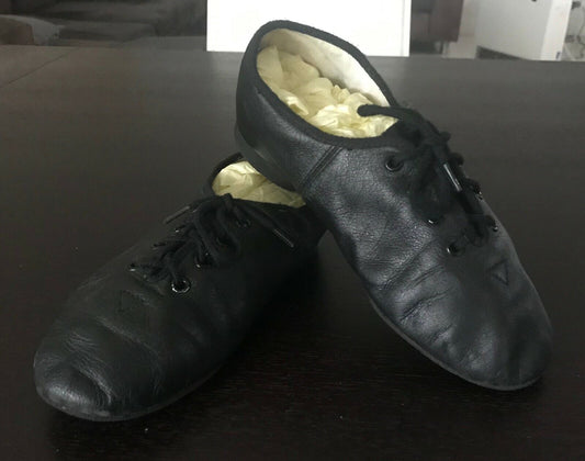 BLOCH Jazz Shoes Kids Lace Up Black Leather Size 3 / 21cm Dance Shoes