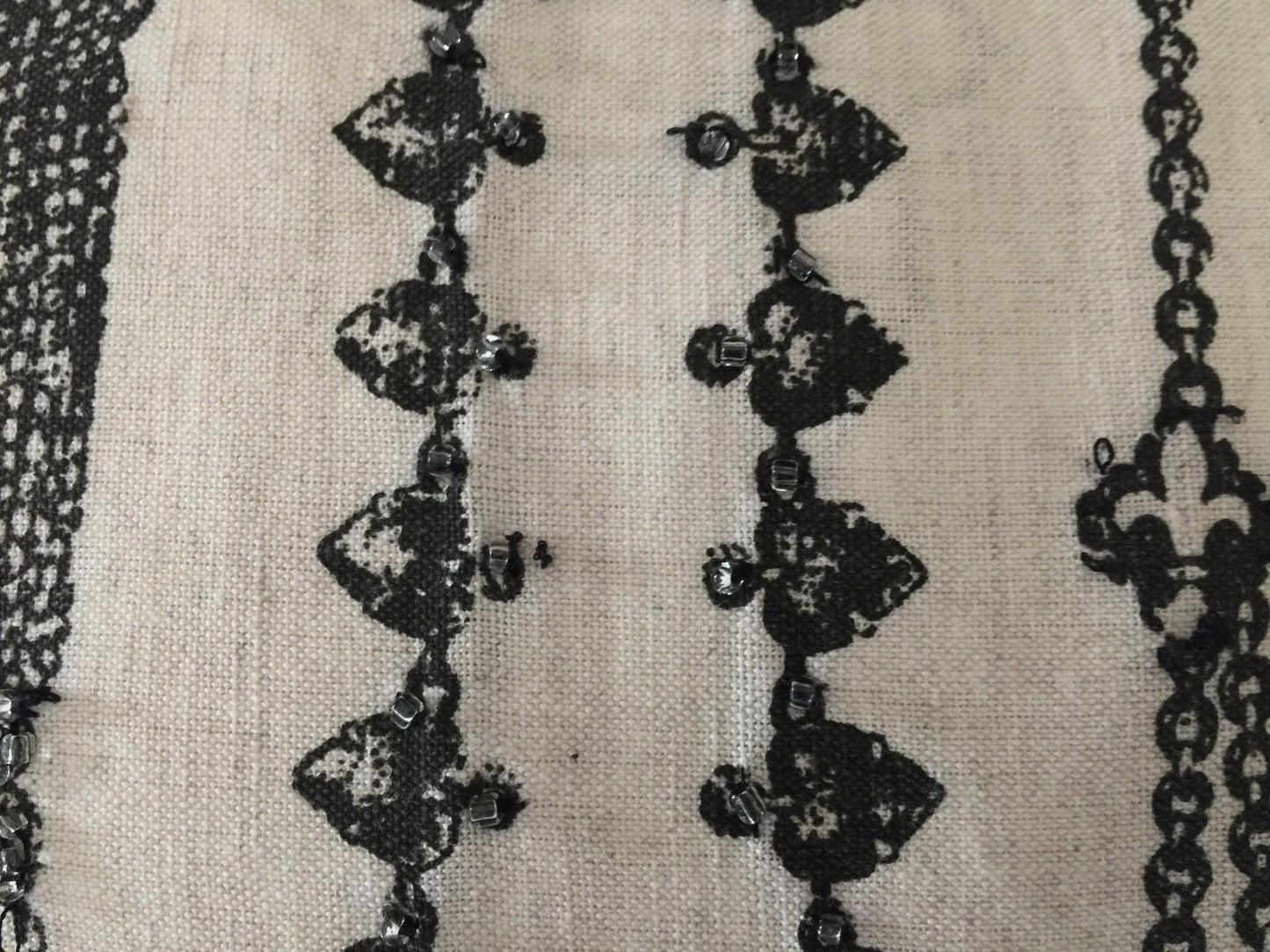 Cushion LAURA ASHLEY "Necklace Print" Long Embellished Beige & Black Pillow
