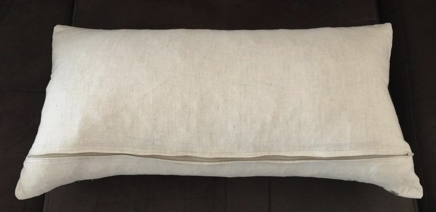 Cushion LAURA ASHLEY "Necklace Print" Long Embellished Beige & Black Pillow