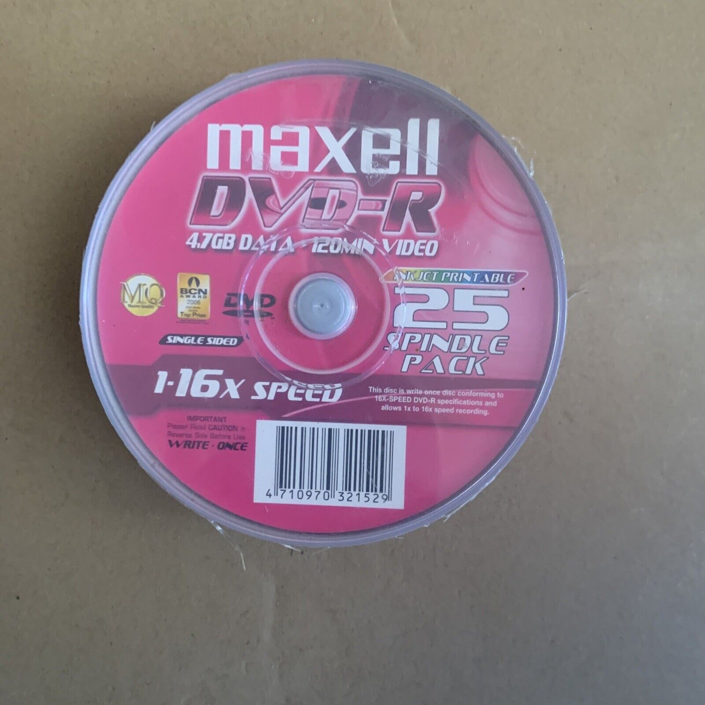 25PK MAXELL DVD-R 4.7GB 16x Speed Blank Disc Media Data Storage Spindle Case NEW