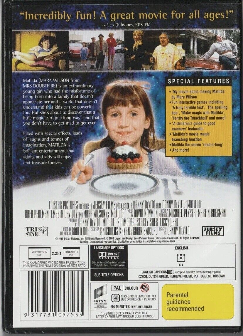 DVD MATILDA Deluxe Edition Family Movie Mara Wilson Danny DeVito Sealed 1996 NEW
