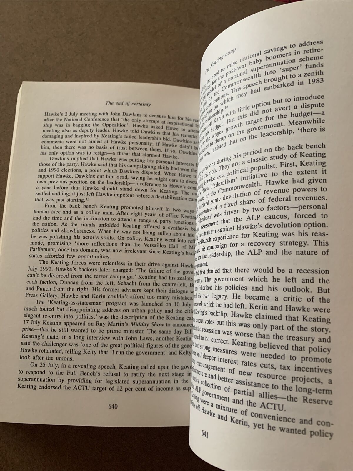 PB Book The END OF CERTAINTY Story of the 1980s Paul Kelly 1992 Aust Politics