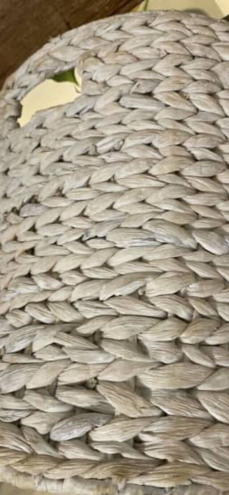 Coastal 36.5cm White Wash Handwoven Straw Storage Basket Hamper 2 Handles AE152
