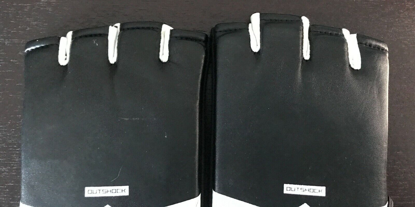 OUTSHOCK Training Gloves Black & White Fingerless 4 Punching Bag Size XL Boxing