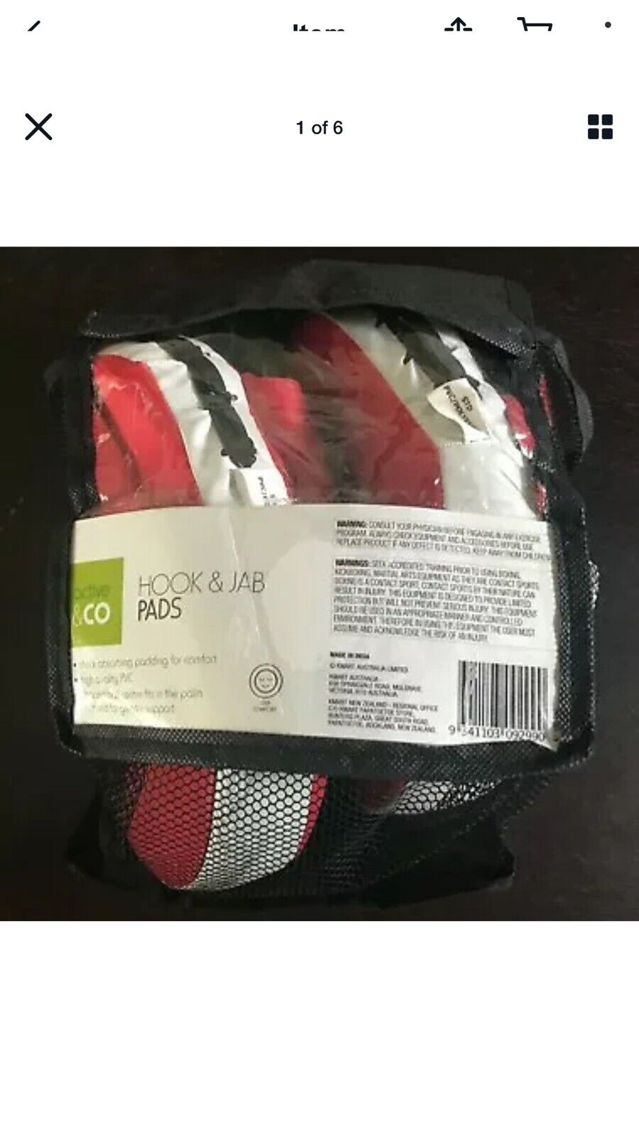 ACTIVE & CO FOCUS PADS Red & White Boxing Hook & Jab X Sports Training