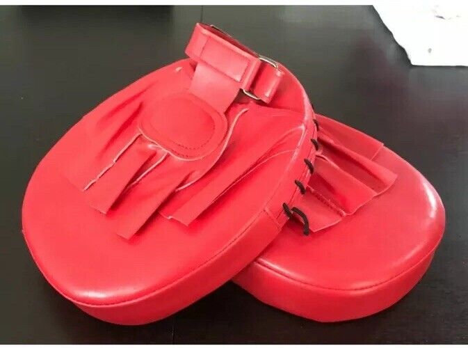 Red FOCUS PADS PVC Boxing Hook & Jab Strike Cross Fit Training Boxing Gym Sports