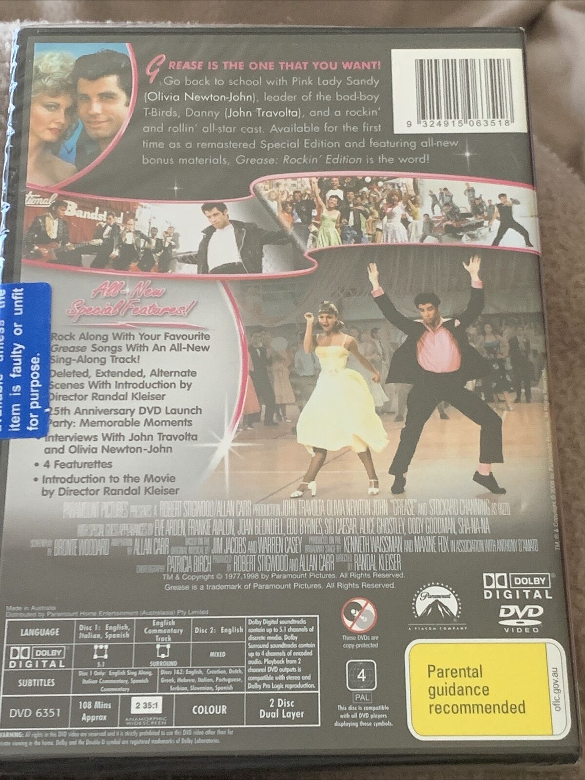 DVD GREASE Rockin’ Edition R4 Rock A Long Soundtrack 2 Disc Travolta Sealed NEW