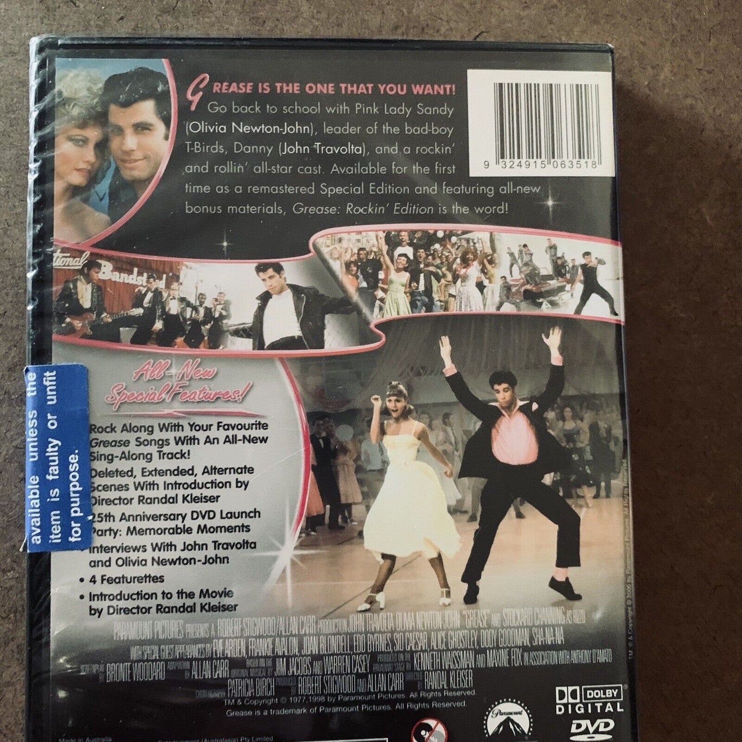 DVD GREASE Rockin’ Edition R4 Rock A Long Soundtrack 2 Disc Travolta Sealed NEW