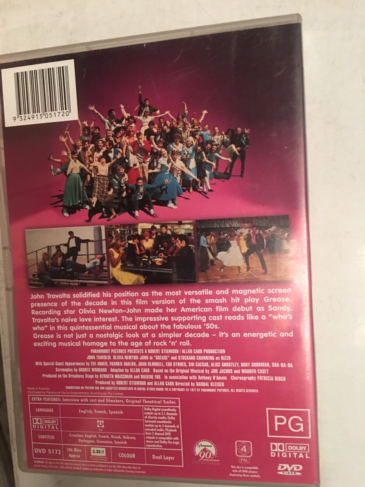 DVD GREASE  John Travolta Olivia Newton-John + BONUS SONG BOOK Movie  Film RARE