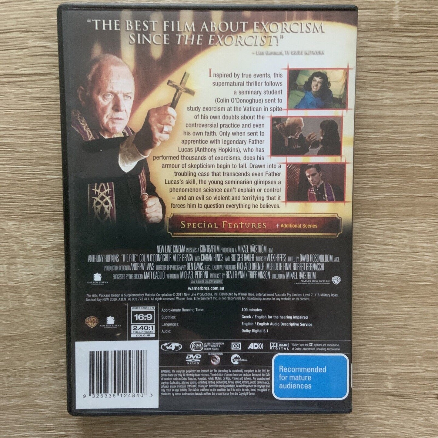 DVD Horror THE RITE 2011 Anthony Hopkins Movie  Exorcism True Story Ex Rental