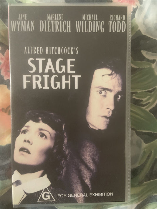 VHS Horror STAGE FRIGHT Alfred Hitchcock Marlene Dietrich Video Movie 1992 Cult