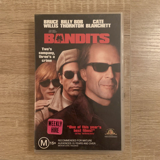 Rare VHS BANDITS Bruce Willis Cate Blanchett Video 2001 Action Comedy Big Box